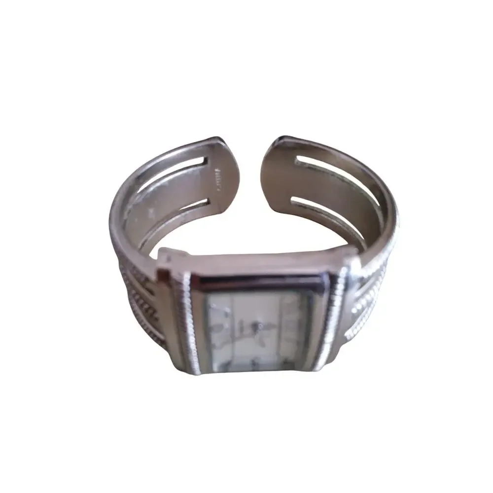 Premier Designs Womens Retro Vintage Silver Cuff Watch Square Case Quartz